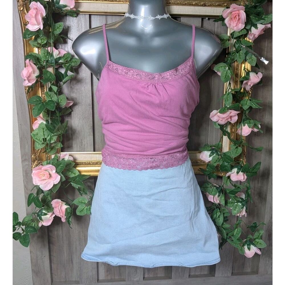 American Eagle Outfitters Blue Denim Skort Pockets Zip Solid Short Women’s 14